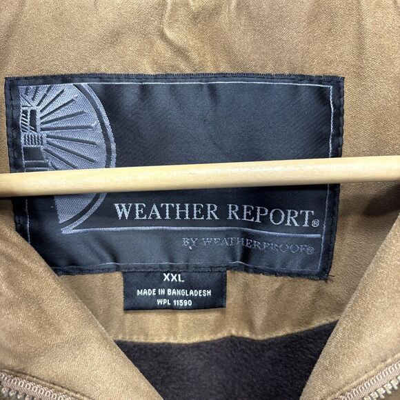 Weatherproof Tan Contrast Collar Micro Suede Barn Jacket XXL Chore Coat Work Zip - Picture 5 of 11